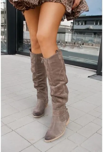 Winter new low heel side zipper  high leg women's boots