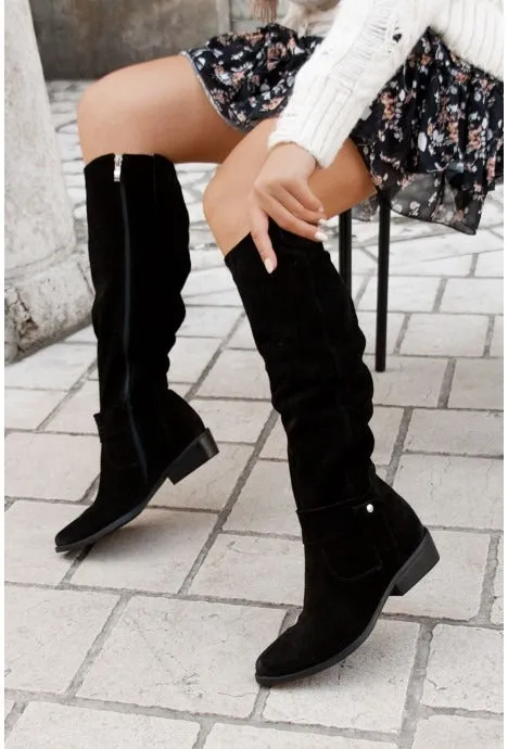 Winter new low heel side zipper  high leg women's boots