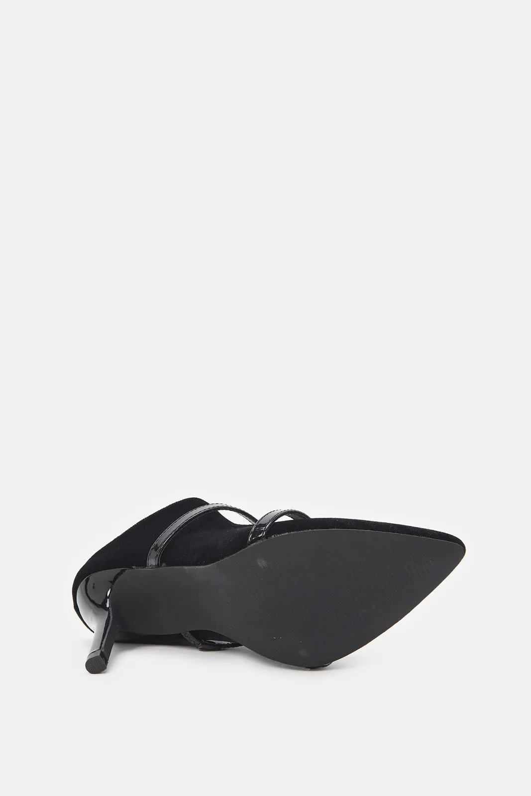 Women Black Pointed Velvet Mule