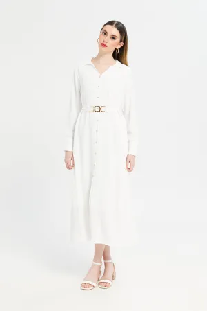 Women White Belted Dresses