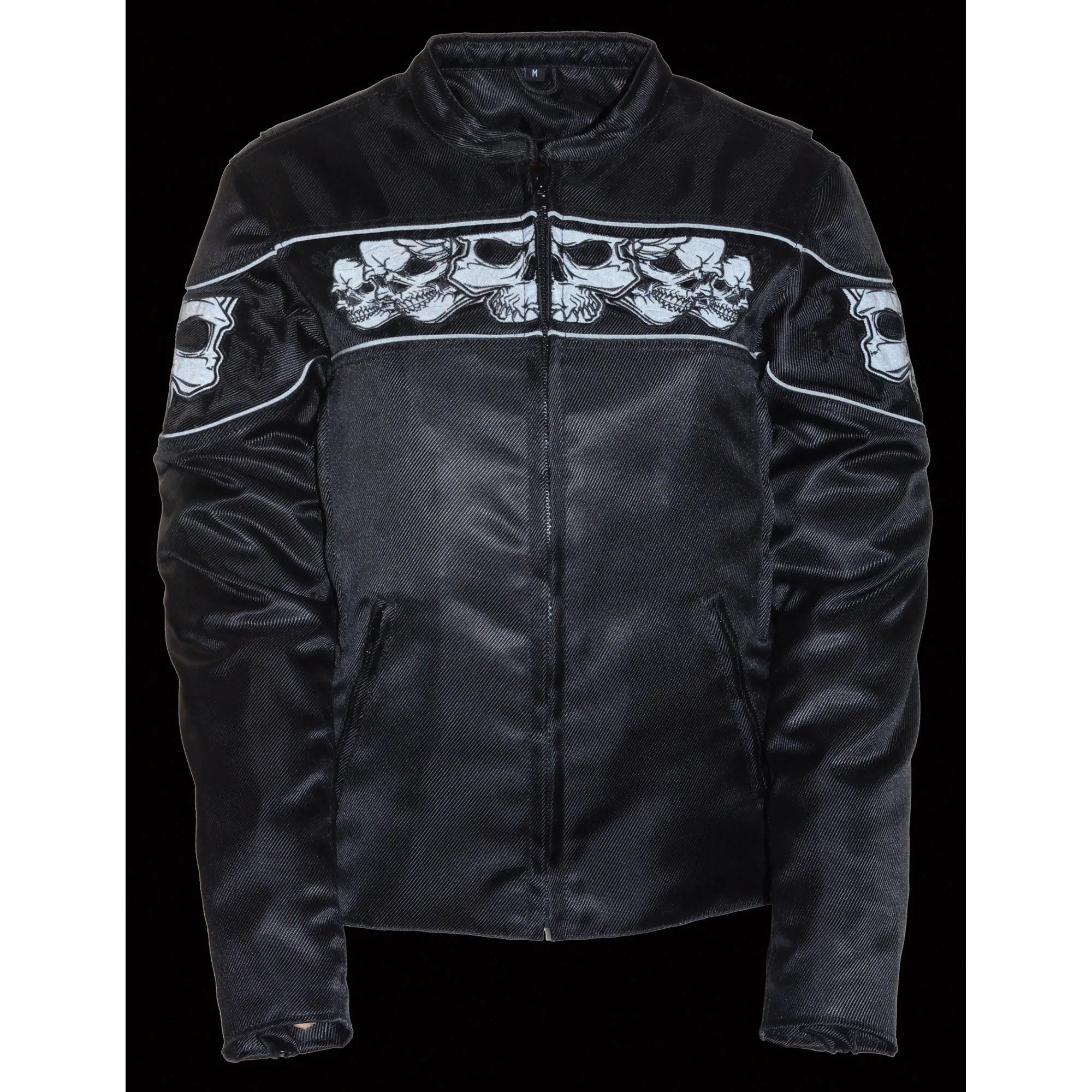 Women's Crossover Textile Scooter Jacket w/ Reflective Skulls